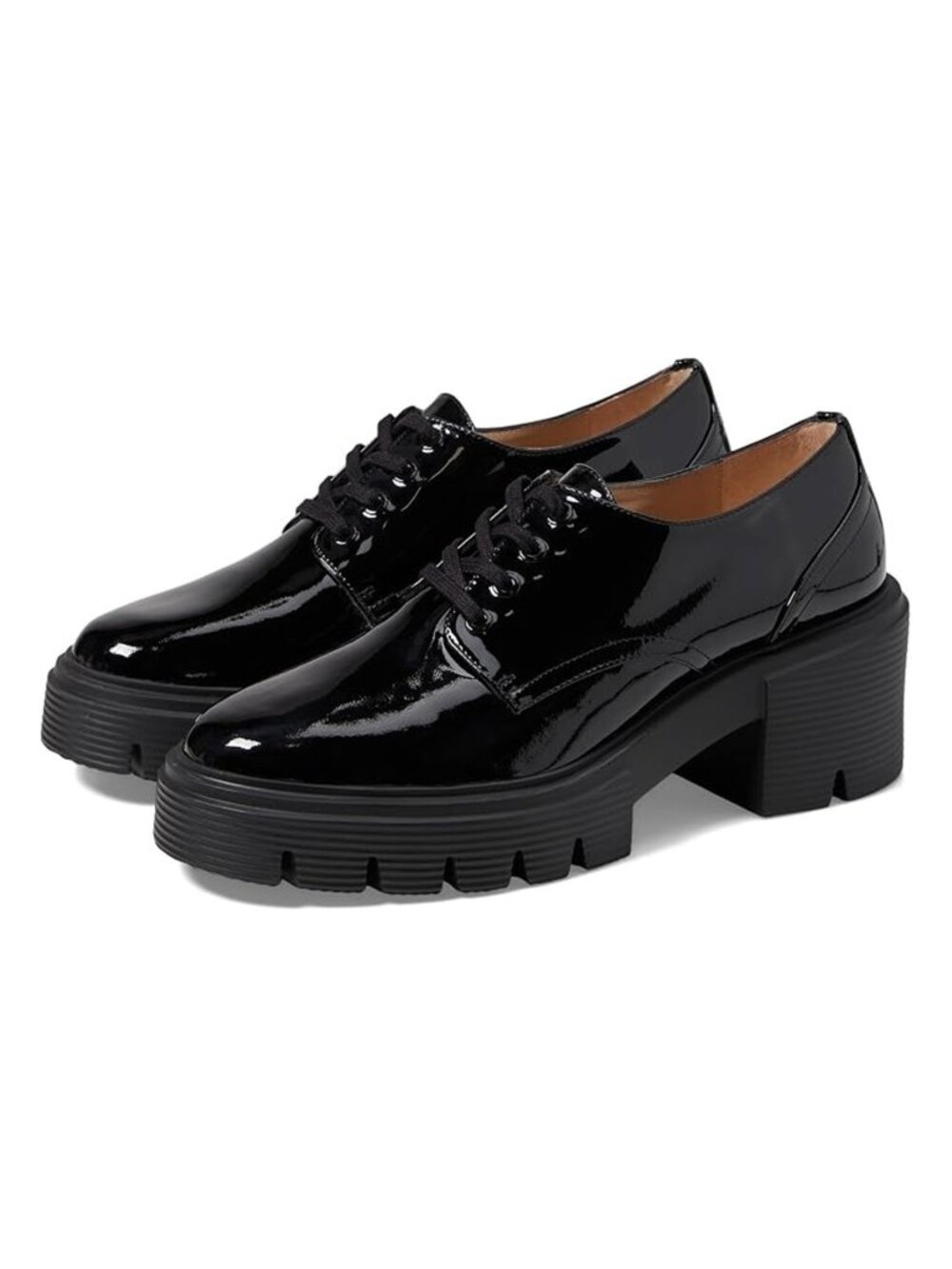 $600 STUART WEITZMAN soho platform derby SHOES BLACK PATENT LEATHER 8 B (PD21)